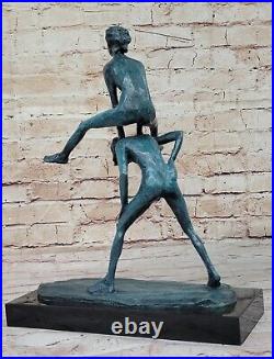 Decorator Hand Made Bronze Art Statue of Playful Kids Jumping Leapfrog