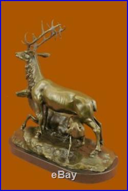 Deer Fawn Stag Buck Family Decor Statue Figurine Bronze Sculpture Hand Made Sale