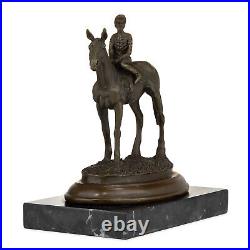 Design Bronze Statue Horse and Rider on Mamor Base 11.6x16.8x20.4 Decoration