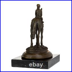 Design Bronze Statue Horse and Rider on Mamor Base 11.6x16.8x20.4 Decoration
