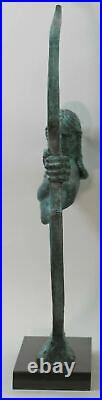 EXTRA LARGE INDIAN BRONZE BUST Sculptor Mario Nick Figure HAND MADE STATUE GREEN