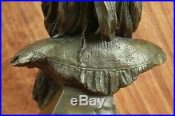 EXTRA LARGE INDIAN BRONZE BUST Sculptor Miguel Lopez Figure HAND MADE STATUE ART