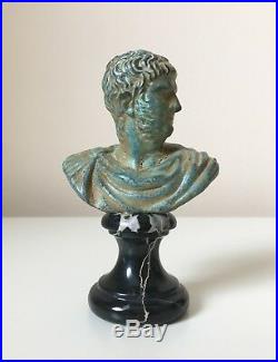 Emperor Nero Bust Statue (Green Bronze) Made in Europe (4.7in / 12 cm)