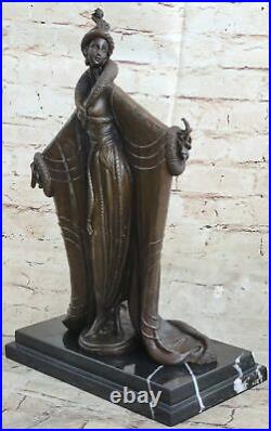 Erte Hand Made Fashion Girl Woman Genuine Solid Bronze Sculpture Statue Figurine
