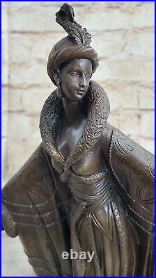 Erte Hand Made Fashion Girl Woman Genuine Solid Bronze Sculpture Statue Figurine