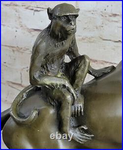 European Made 100% Pure Bronze Gilt Horse Monkey Seal Success animal Statue