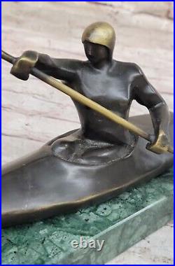 European Made Artwork Nude Female Maiden Canoe Bronze Marble Statue Decor Gift