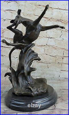European Made GREYHOUND/WHIPPET Playing Dog Animal Pet Bronze Sculpture Statue