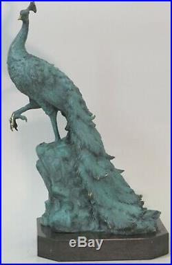 European Made Peacock Bronze Sculpture Statue Figurine Hand Made Statue Deal