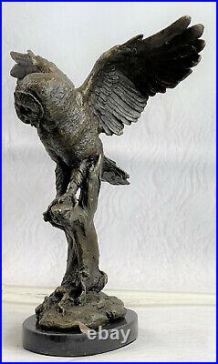 Exclusive Stylised Bronze Owl Hot Cast Statue Bird Figure Cubist Hand Made