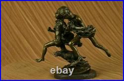 Extra Large Hand Made by Lost wax Method two Playful boys and Dog Bronze Statue