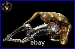 FINE ARTS Home Decor Bronze Sculpture Two Playing Gays Erotic Statue Figure Boy