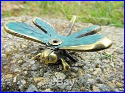 Fair Trade Hand Made Bronze Metal Art Dragonfly Incense Stick Holder Statue