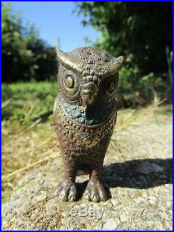 Fair Trade Hand Made Bronze Metal Art Wise Owl Lucky Desk Charm Ornament Statue