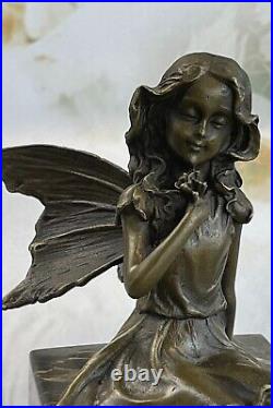 Fairy garden ornament Sitting HotCast Hand Made Bronze Sculpture Figurine Gift