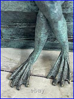 Fantastic Bronze Frog Sculpture Figurine Statue Art Deco Hand Made Artwork
