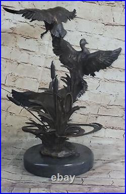 Fantastic Bronze Sculpture Three Flying Ducks Hand Made Hot Cast Figurine Statue
