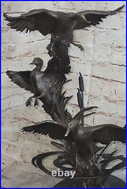 Fantastic Bronze Sculpture Three Flying Ducks Hand Made Hot Cast Figurine Statue