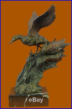 Fantastic Bronze Sculpture Two Flying Ducks Hand Made by Lost Wax Method Statue