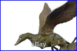 Fantastic Bronze Sculpture Two Flying Ducks Hand Made by Lost Wax Method Statue