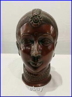 Female Head Sculpture Bronze Made Statue For Decoration Indian Handcrafted Art