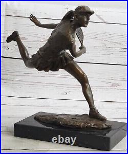 Female Tennis Player Bronze Sculpture Hand Made Statue Figure Free Shipping