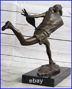 Female Tennis Player Bronze Sculpture Hand Made Statue Figure Free Shipping