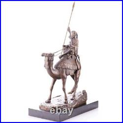 Figure of an Arab on a camel with a spear Vintage made bronze material signed