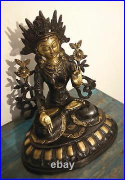 Fine White Tara Statue Made from Bronze With Feuervergoldetem Face Tibet 9,5 KG
