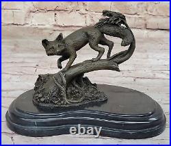 Fox Bronze on Prowl Garden Outdoor Lawn Statue Sculpture made by Lost Wax Method