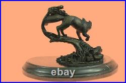 Fox Bronze on Prowl Garden Outdoor Lawn Statue Sculpture made by Lost Wax Method