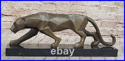 Fransisci Bronze Cougar Figurine Hand Made Abstract Modern Art Sculpture