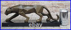 Fransisci Bronze Cougar Figurine Hand Made Abstract Modern Art Sculpture