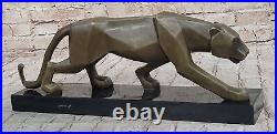 Fransisci Bronze Cougar Figurine Hand Made Abstract Modern Art Sculpture