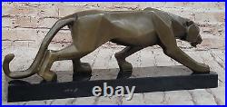 Fransisci Bronze Cougar Figurine Hand Made Abstract Modern Art Sculpture