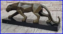 Fransisci Bronze Cougar Figurine Hand Made Abstract Modern Art Sculpture