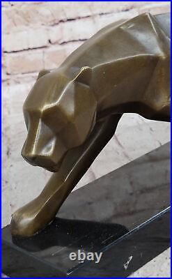 Fransisci Bronze Cougar Figurine Hand Made Abstract Modern Art Sculpture