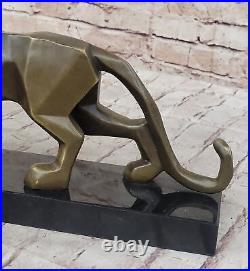 Fransisci Bronze Cougar Figurine Hand Made Abstract Modern Art Sculpture