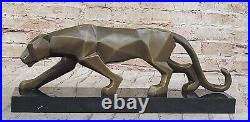 Fransisci Bronze Cougar Sculpture Hand Made Modern Art Jaguar Statue