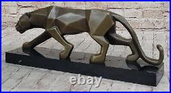 Fransisci Bronze Cougar Sculpture Hand Made Modern Art Jaguar Statue