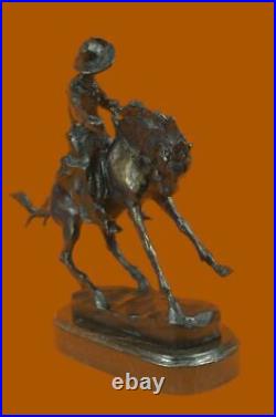 Frederic Remington Cowboy Riding Humps Horse Statue With/Marble Shop