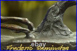 Fredrick Remington Warrior Handcast Bronze Sculpture Statue With Marble Figure