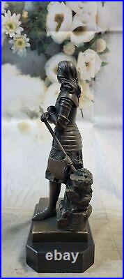French Patinated Metal Joan of Arc Figure by Fremiet Hand Made Detailed Statue