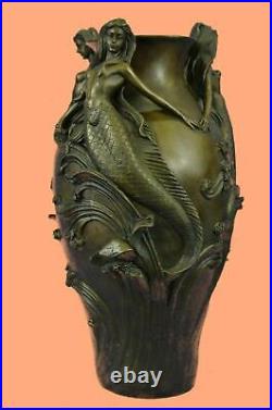Gallery 3 Bronze Mermaids Dancing Sculpture Statue & Vase RARE Hand Made DEAL