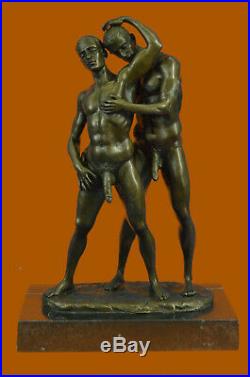 Gay Art Deco Two Men Male Embracing Hot Cast Hand Made Sculpture Figurine Statue