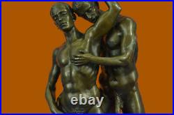 Gay Art Deco Two Men Male Embracing Hot Cast Hand Made Sculpture Figurine Statue
