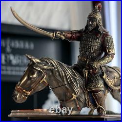Genghis Khan Huge Statue Figure Polystone Bronze Home Decor Made in Italy 24 cm#