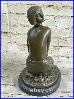 Genuine Bronze Hand Made by Lost wax Method Sexy Female Sculpture Statue Deco