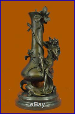 Goddess Erotica Vase Hand Made Wood Bronze Sculpture Statue Figurine Figure Art