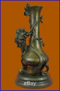 Goddess Erotica Vase Hand Made Wood Bronze Sculpture Statue Figurine Figure Art